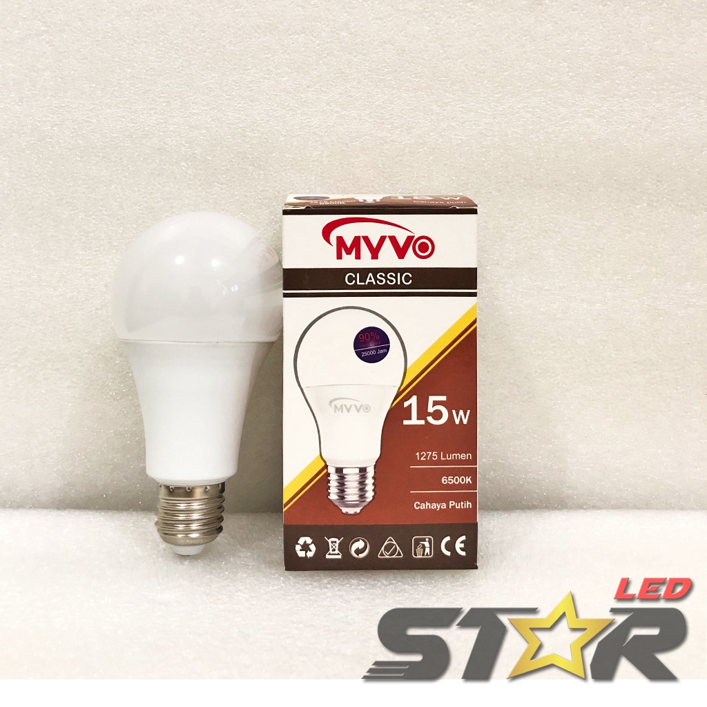 MYVO Classic Bulb A 12W, 15W Lampu Bohlam Bulat Murah Hemat Energi Irit Listrik 12 15 WATT Termurah Terlaris Star