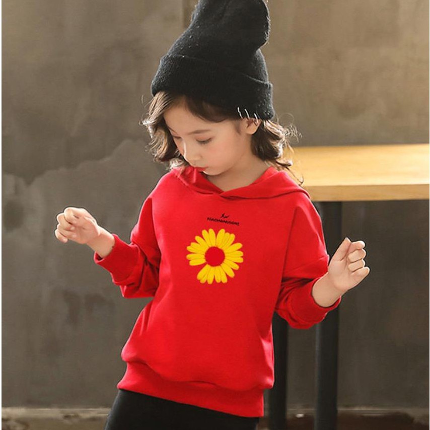 HOODIE ANAK WANITA FLOWER DAISY CUTE FLEECE CASUAL TEBAL PREMIUM TERBARU,