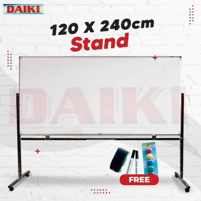 

papan tulis whitebord magnetik Daiki 120 x 240 cm double face stand