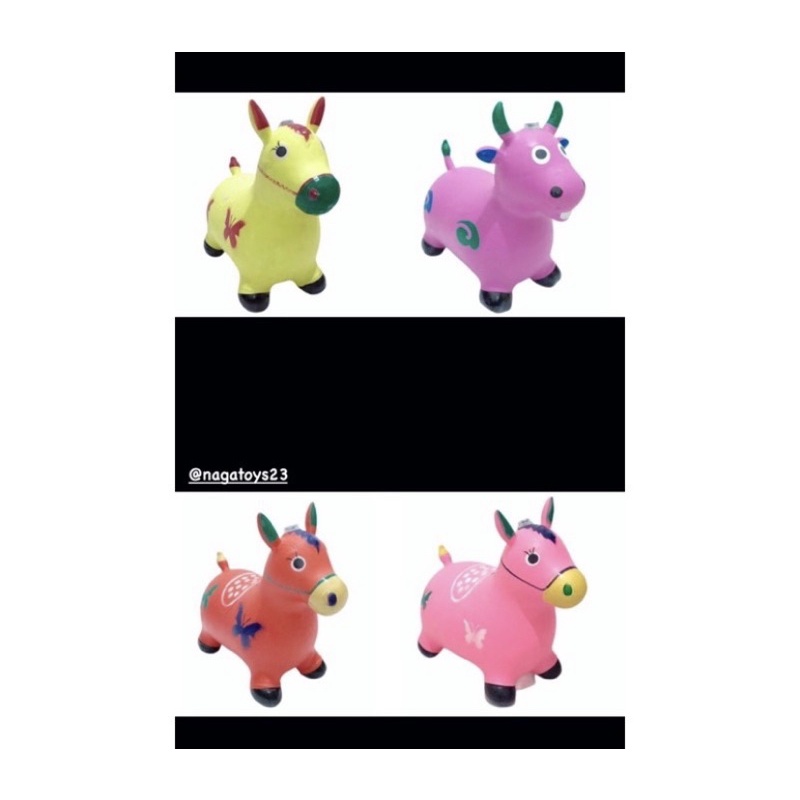 mainan kuda karet/mainan sapi dinaikin/animal jumping