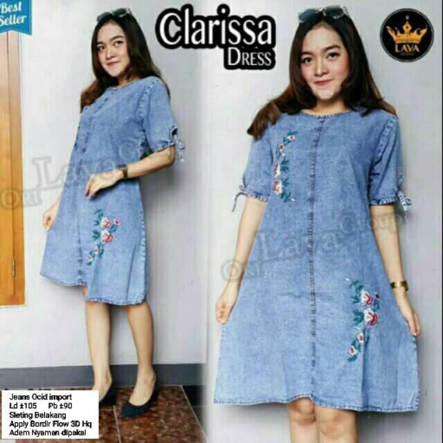 CLARISA DRESS!! MODEL MODIS VARIASI BORDIR BUNGA (CHLS SNOW)