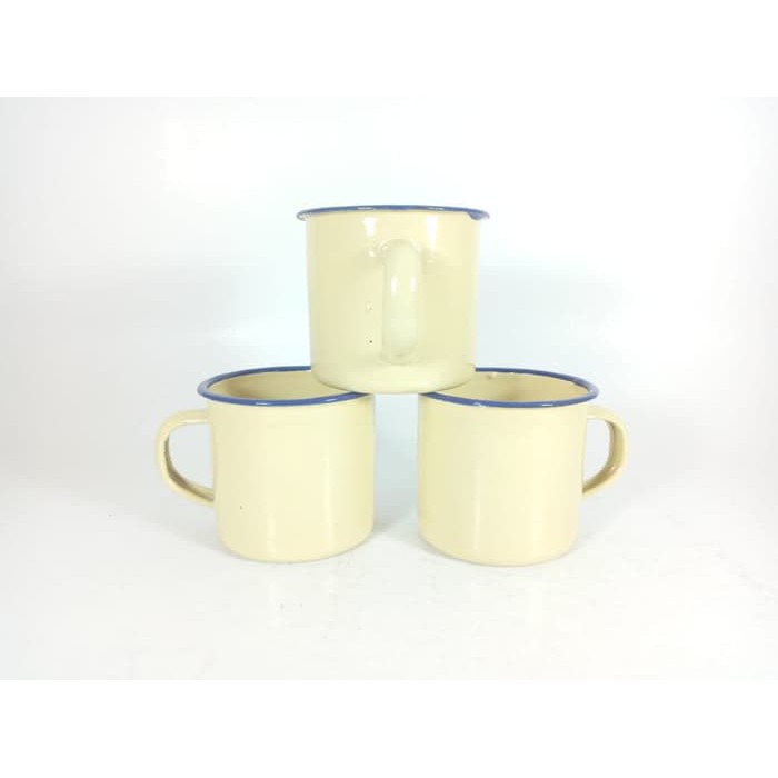 Gelas Mug Cangkir Kecil Enamel Seng Kaleng Blirik Blurik Jadul Polos