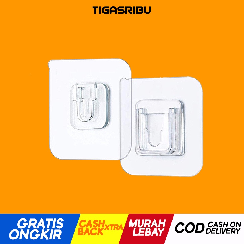TIGASRIBU Gantungan Holder Tempelan Tempel Hook 2 Sisi Kuat Dinding Tembok Double Side Penyangga Rem