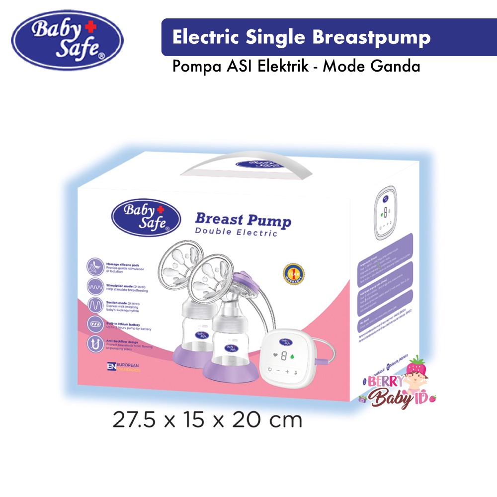 Baby Safe Electric Breast Pump Double Pompa ASI Elektrik Breastpump BPE02 Berry Mart