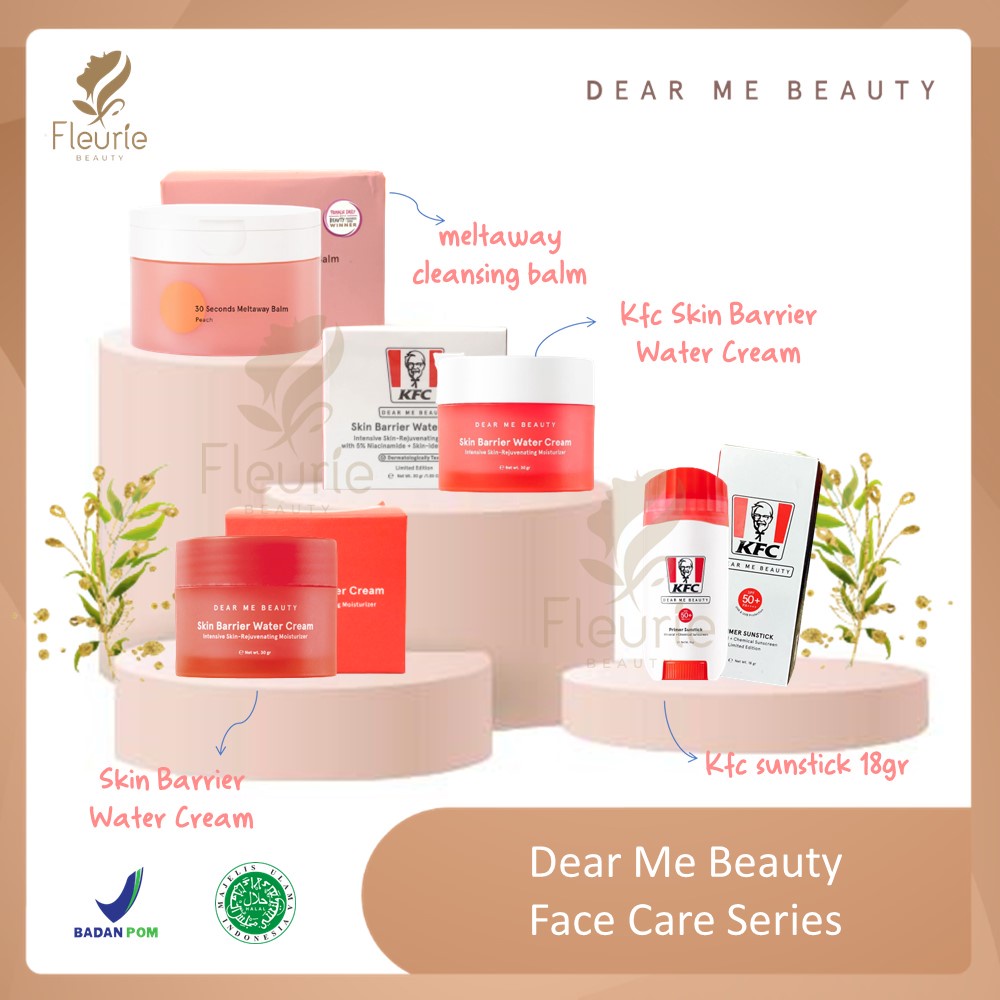 Dear Me Beauty Skincare - Skin Barrier Water Cream 30gr / Meltaway 30s Cleansing Balm 100gr / KFC Sunstick 18gr  - Dear Me Beauty x KFC Original BPOM