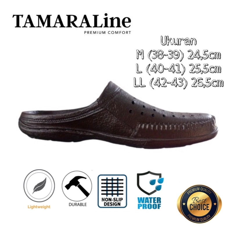 Sepatu Sandal Selop Slide Slip on Karet Pria Dewasa / Remaja - TAMARALINE 215 / Bahan Premium Lentur Empuk Ringan Kuat Anti Slip Anti Air / Model Casual Santai Rumah Kerja Outdoor Kamar Mandi  Murah Original