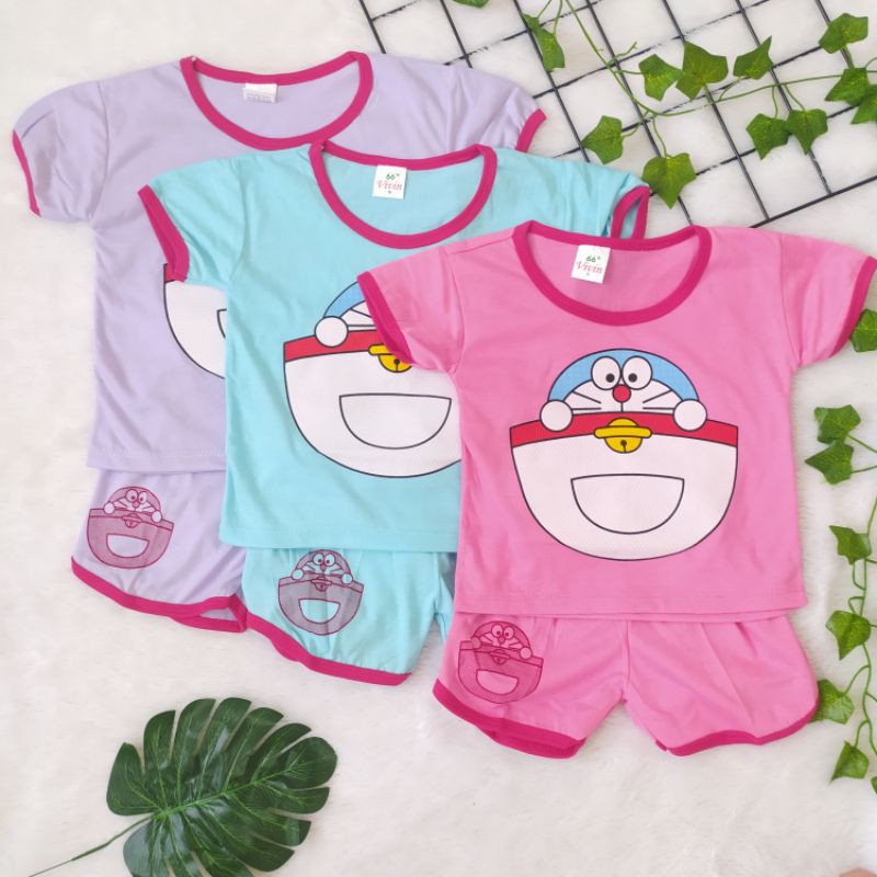 Setelan Lengan Pendek Babydoll Anak Cewek  Usia 1-3Tahun Baju Santai Anak Perempuan ice Bear