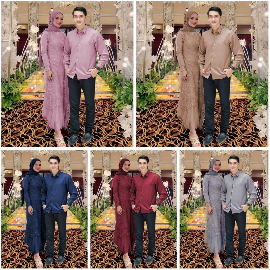 CP GERALDINE PAKAIAN COUPLE PASANGAN KEMEJA DAN GAMIS TILE MUTIRA EDHM