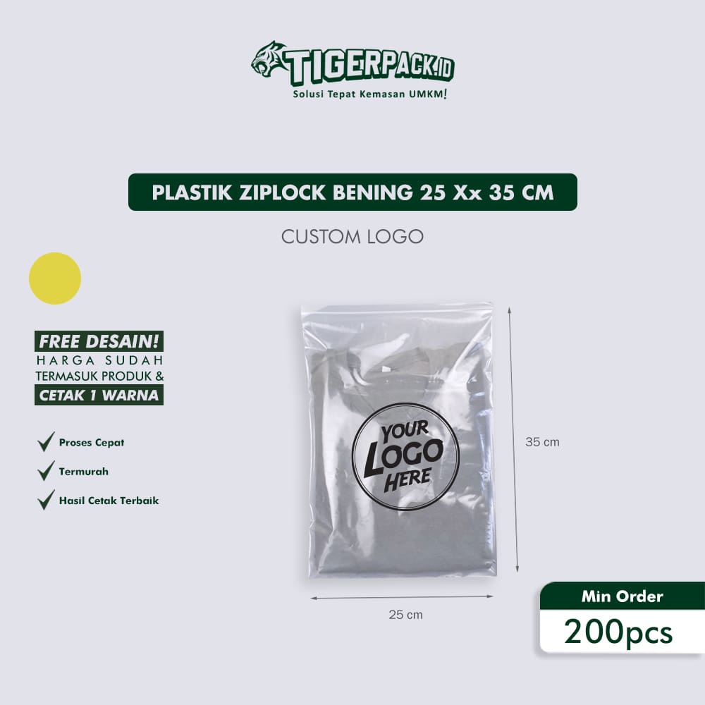 PLASTIK ZIPLOCK BENING 25 X 35 CM - CUSTOM LOGO