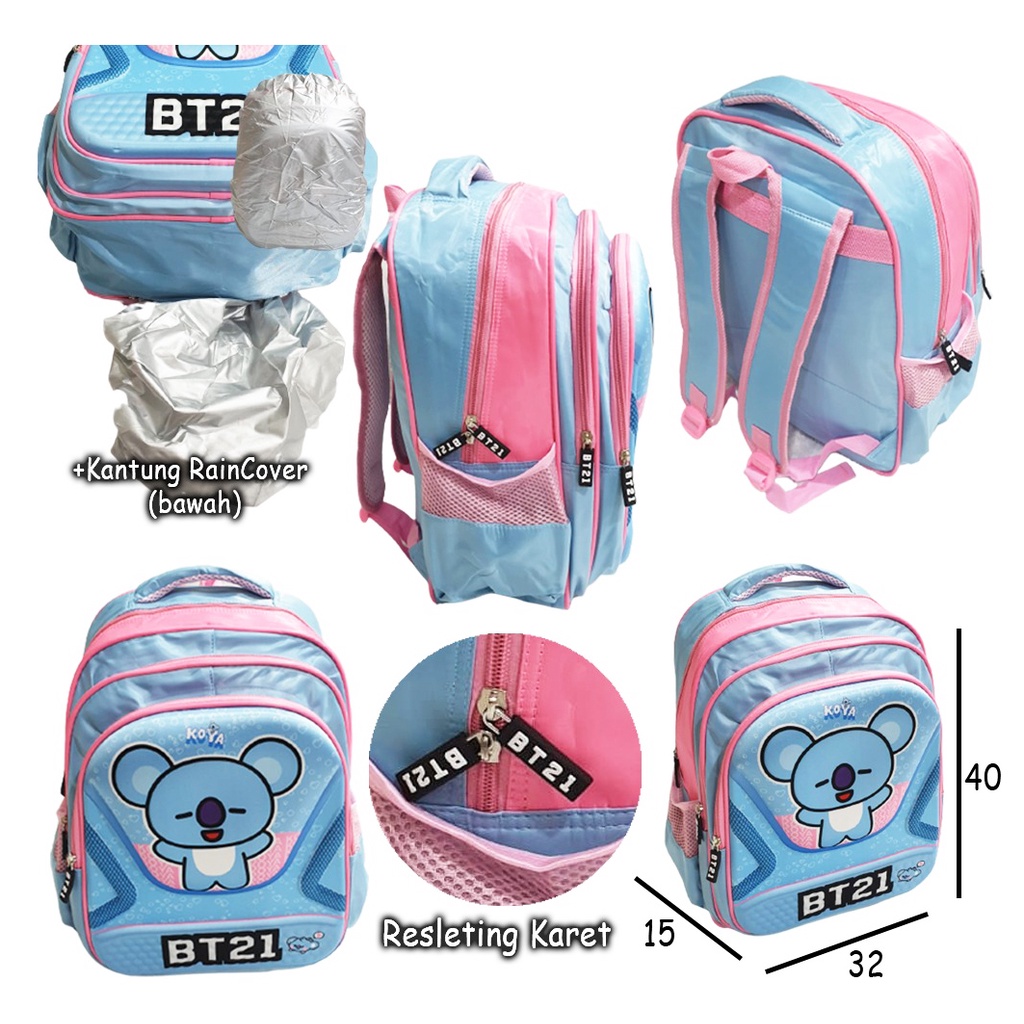 FREE RAIN COVER - TAS SEKOLAH ANAK SD 16inch GAMBAR KARTUN 3RESLETING TIMBUL IMPORT