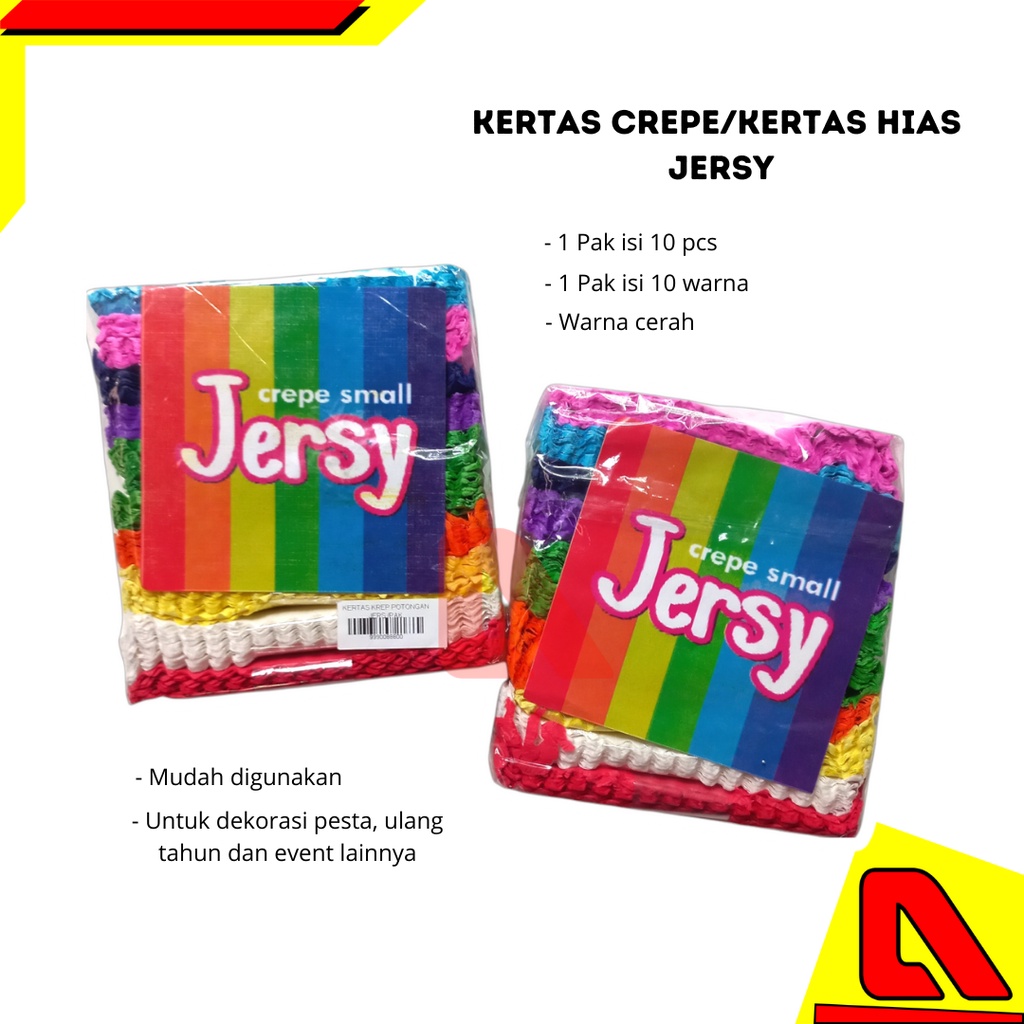 

KERTAS CREPE ULTAH / KERTAS KREP POTONGAN KLOBOT JERSY / KERTAS HIAS KLOBOT POTONG WARNA WARNI