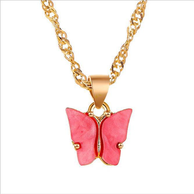 Fashion Kalung Kupu-kupu Gradien Biru Gelang In Rantai Butterfly Necklace Bracelet Klavikula L103