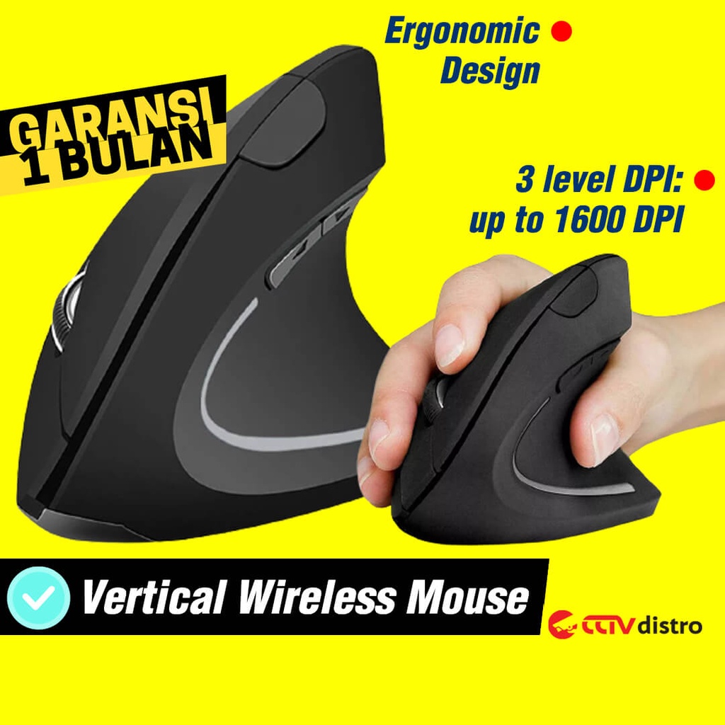 V106 Mouse Wireless Vertical Laptop Komputer Gaming RGB Led Ergonomic Mose Wireles Garansi 1 Bulan