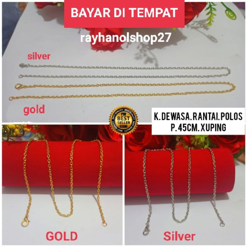 RO-27 Kalung polos pria wanita lapis emas