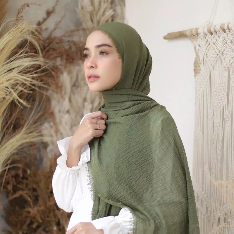 fanissahijab || PASMINA CRINKLE PREMIUM / VISCOSE CRINKLE SHAWL-CRINKLE ARMY