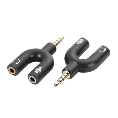 A_  Mic Splitter / U Shape Jack Audio Splitter 3.5 mm Mic + Audio