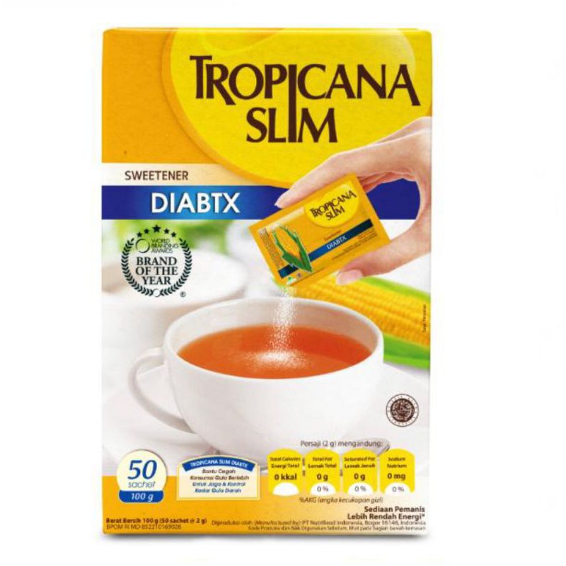 

Tropicana Slim Sweetener DIABTX 50 Sachet/rendah kalori