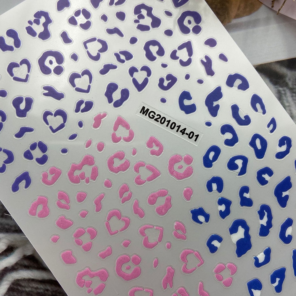 1 Lembar Stiker Kuku Motif Leopard Warna Biru Untuk Dekorasi Nail Art DIY