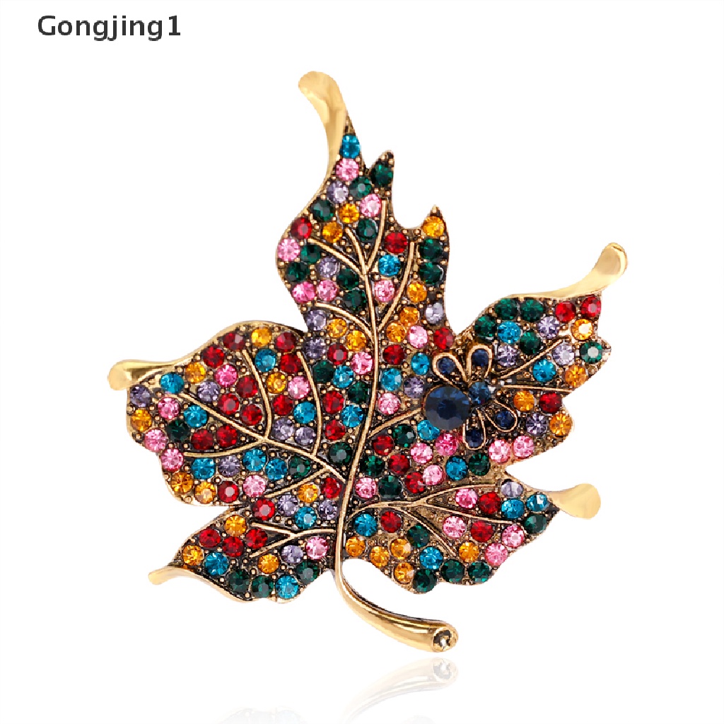 Gongjing1 Bros Pin Bentuk Daun Maple Warna-Warni Untuk Wanita