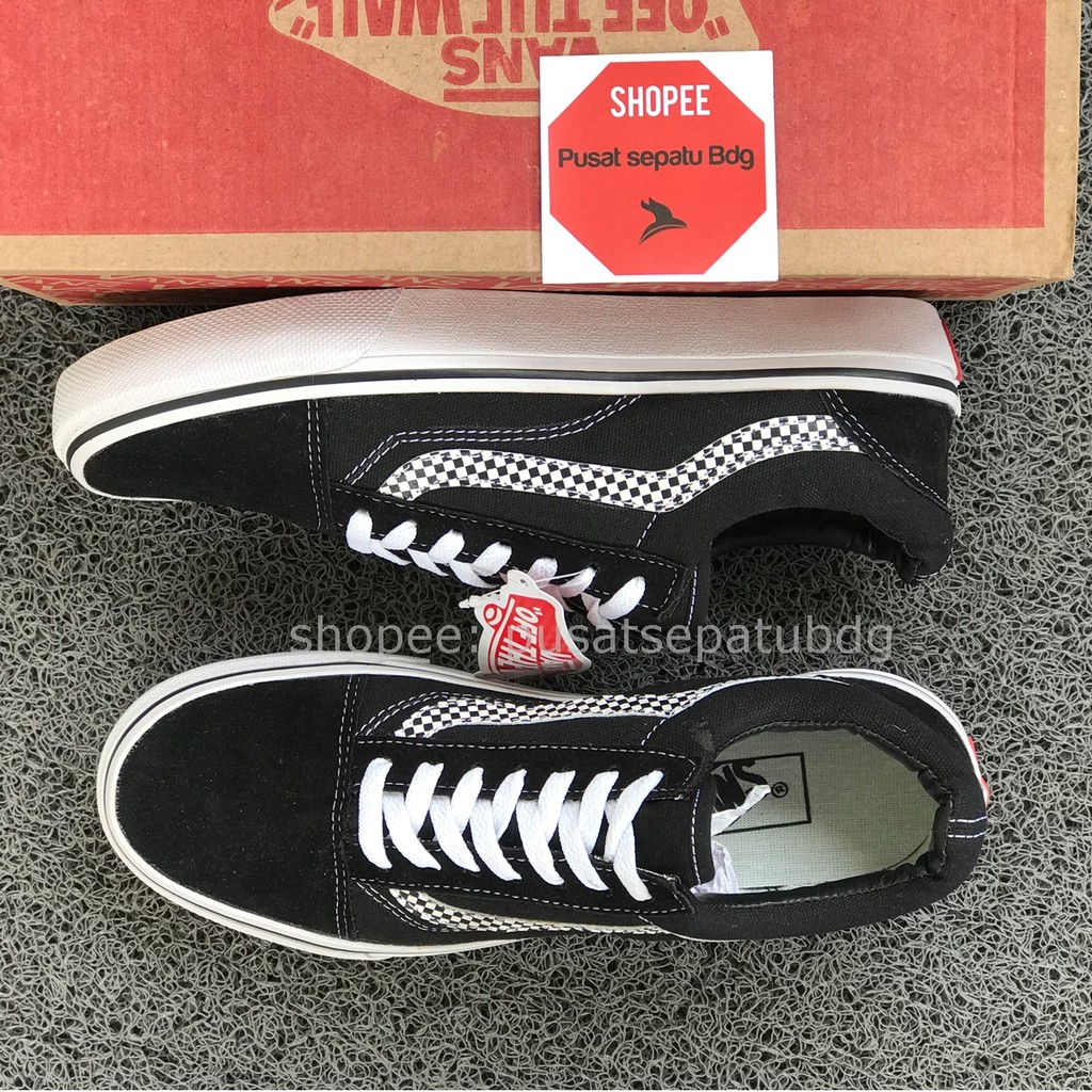 SEPATU VANS OLD SKOOL SURFLUS MIX CHECKERBOARD BLACK