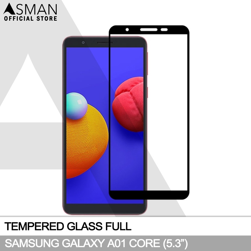 Tempered Glass Full Samsung Galaxy A01 Core (5.3&quot;) | Anti Gores Kaca - Hitam