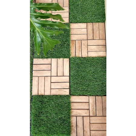 Lantai kayu jati Motif ZIGZAG UK 30x30cm / Decking tile Portable Kayu Jati