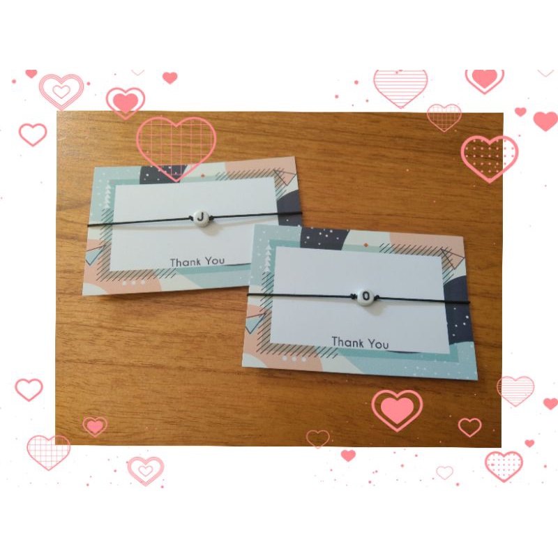 GELANG NAMA INISIAL PUTIH TALI KARET 1mm