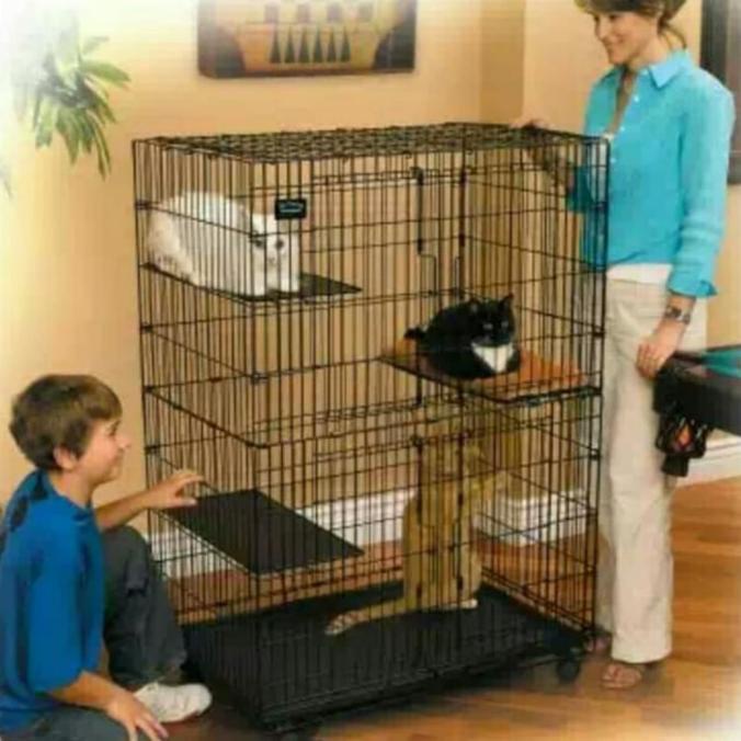 Kandang Kucing 3 Tingkat Jumbo + Roda Termurah