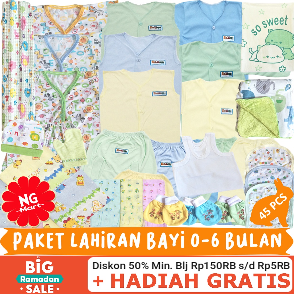 45PCS PAKET LAHIRAN PERLENGKAPAN BAYI BARU LAHIR LENGKAP NEWBORN SNI KADO HAMPERS-2