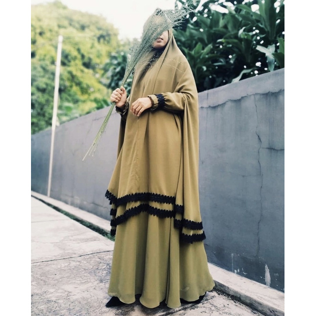 Gamis syari Premium dengan khimar dan cadar PO