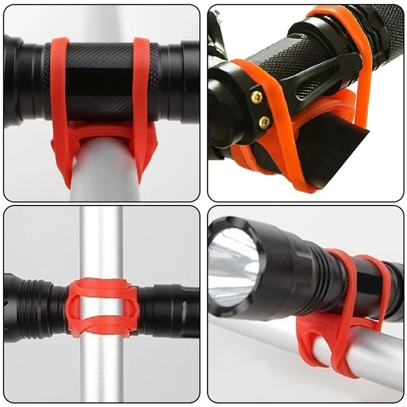 Strap Silikon Multifungsi Holder Senter / Handphone Untuk Sepeda Gunung / Motor