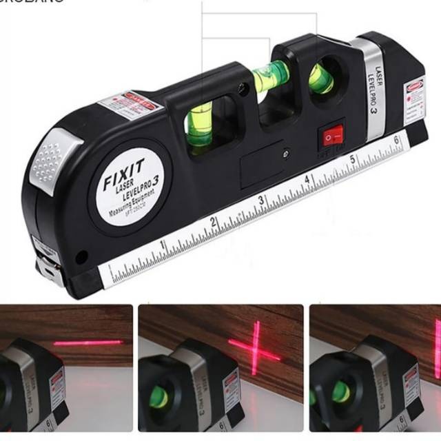 Waterpass Alat Ukur Laser Leveling - Meteran Laser Waterpass Digital - Meteran Waterpass Laser Level 3Pro Vertikal Horizontal - Penggaris Meteran Waterpass Laser