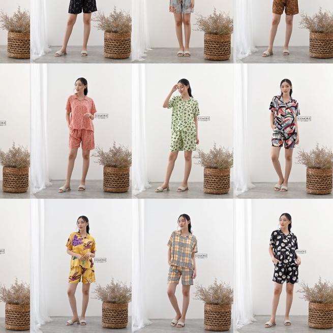 ۩ () Piyama Rayon Premium | piyama wanita | piyama celana pendek | piyama | piyama abstrak | one set