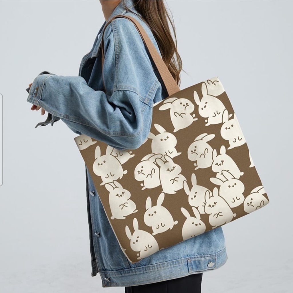 Totebag Wanita Motif Abstrak Kucing Aestethic B