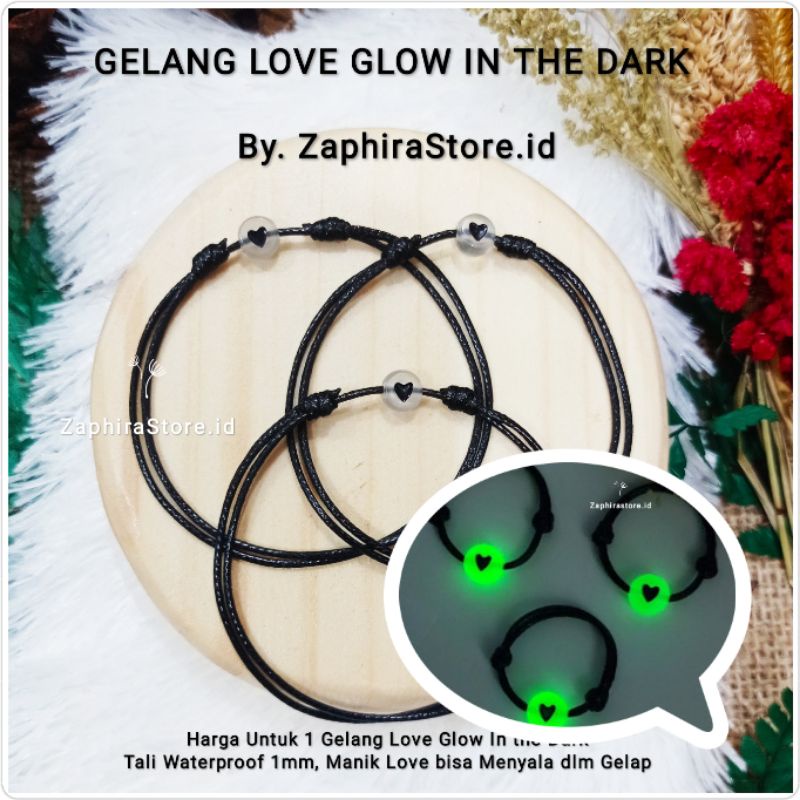 Zaphirastore | CINCIN &amp; GELANG BENTUK LOVE GLOW IN THE DARK