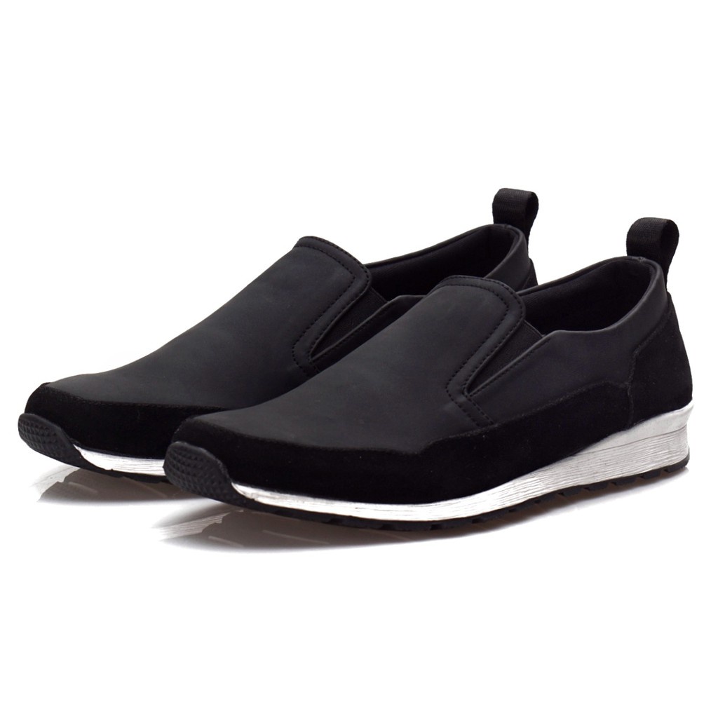 POLITE BLACK |ManNeedMe x Reyl| Sepatu Sneakers Pria Casual Slip On ORIGINAL