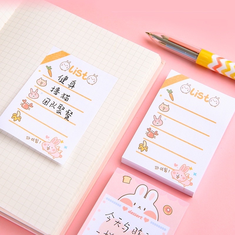 

100 Lembar Korean Sticky Notes Cute Cartoon To do list Sticky memo pad