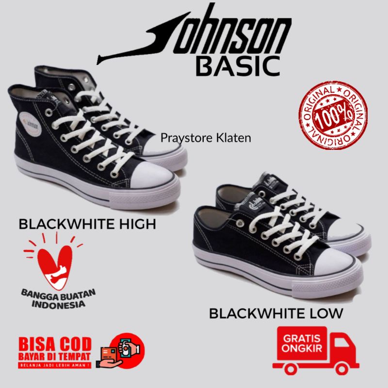 SEPATU JOHNSON BASIC BLACKWHITE HIGH & LOW - ORIGINAL