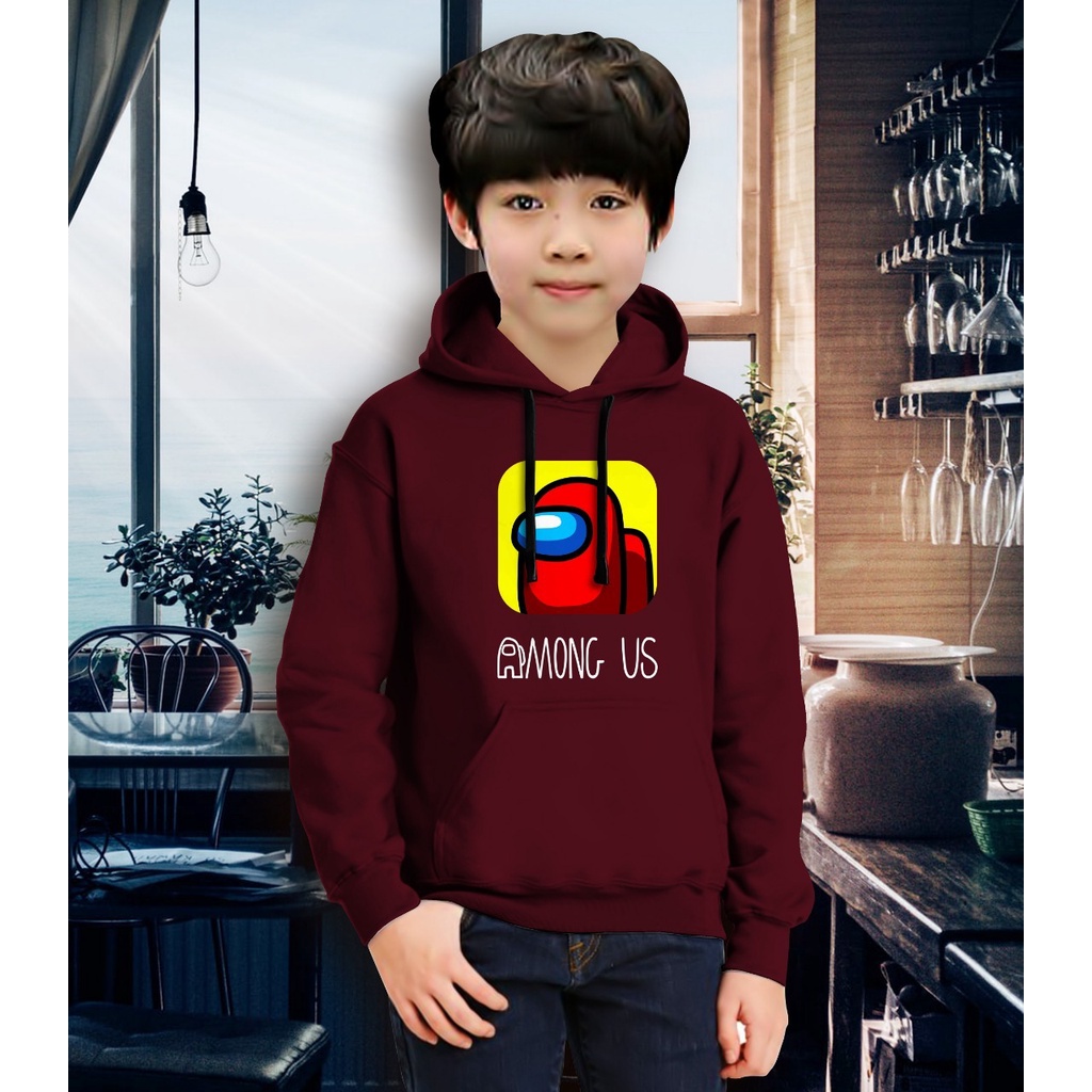 Jaket Anak Laki Laki/Jaket Anak Terbaru/Hoodie Anak Anong Us  Gaming Bahan Fleece Tebal 4-11 TAHUN