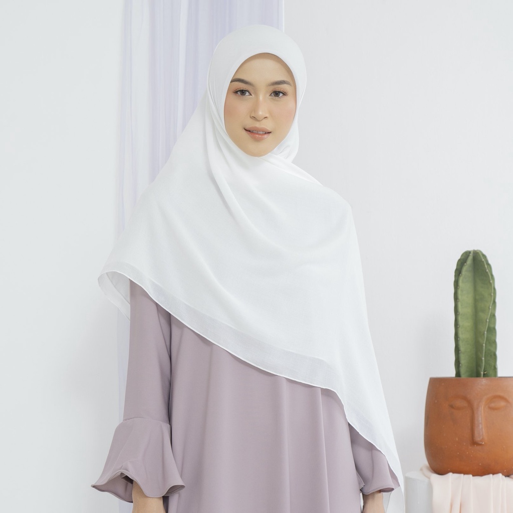 Lozy Hijab - [Defect] Mima Square Syari ( Hijab Segiempat Voal )-Broken White