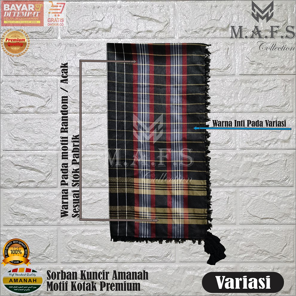 SORBAN SHEMAGH SORBAN KUNCIR AMANAH FULL WARNA MOTIF KOTAK