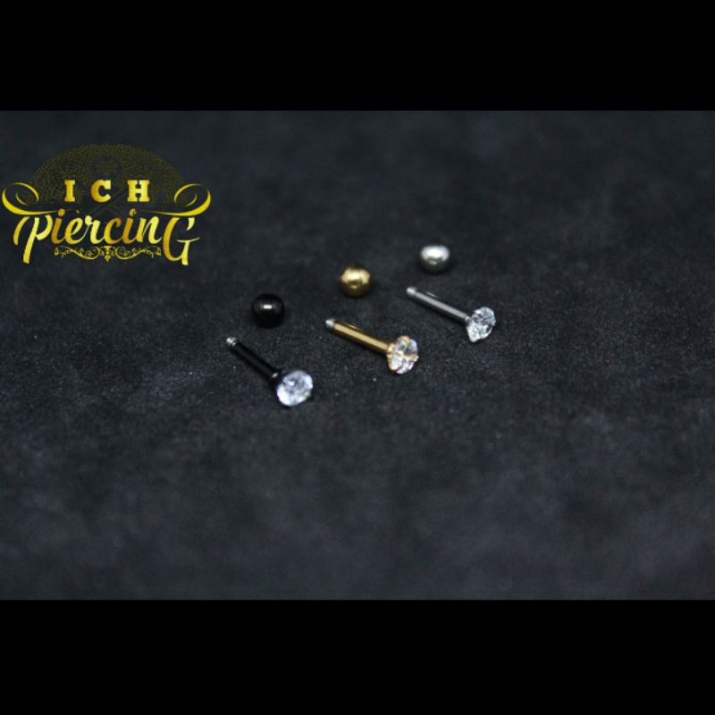 IP-AH 1 Piece Anting Tusuk Model Barbel Bahan Baja Zircon