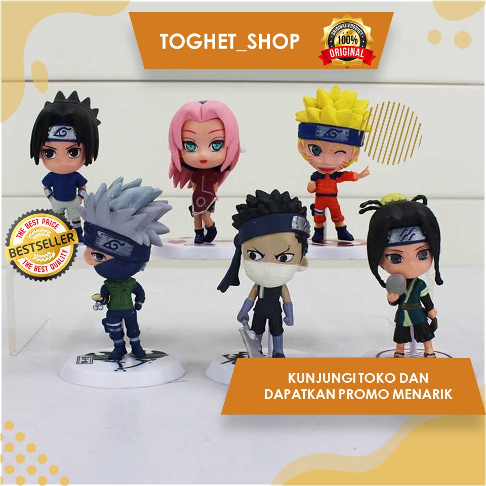 Mainan Boneka Anime Anak Boneka Miniatur Naruto Boneka Hiasan Pajangan Naruto 6 PCS