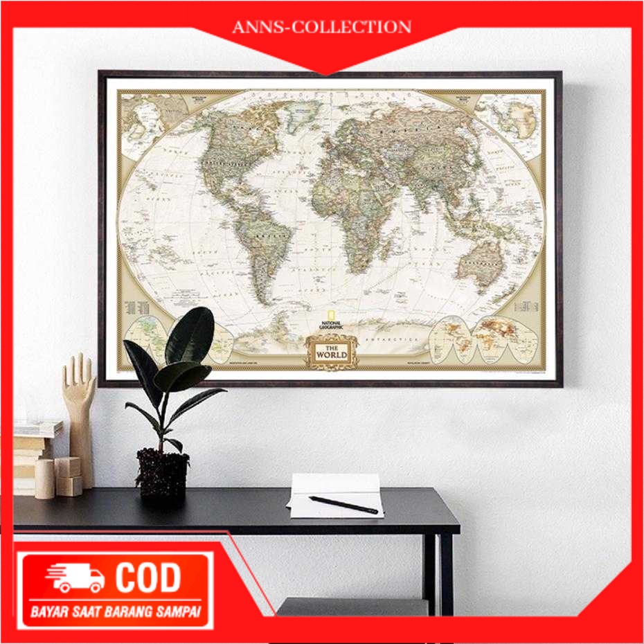 

[ANNS] -Poster Peta Dunia Large Vintage World Map 104 x 69 cm- JM