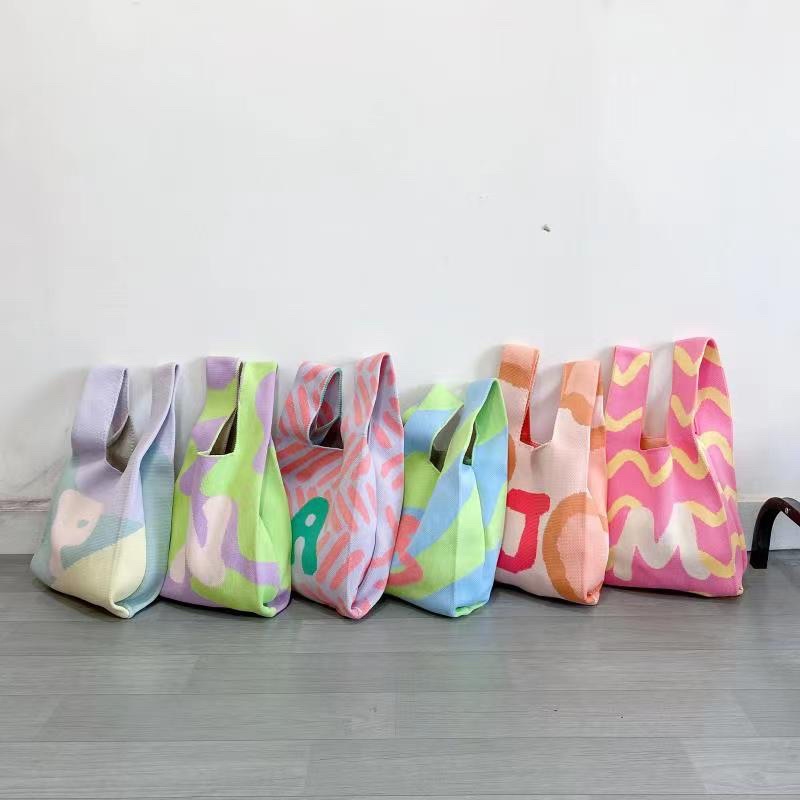 TAS WANITA 3148 - Tas BUFFOLLOW Vacay Tote Bag Alphabet Edition - Tas BUFOLLOW BUFFOLOW BAG VIRAL THAILAND - BENE Korean Knitted Checkered Tote Bag / Tas Rajut Korea - E1