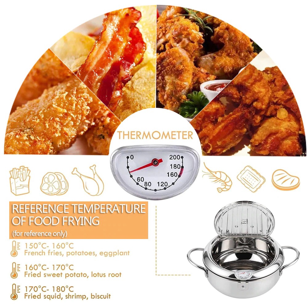 Panci Masak Japanese Deep Frying Pot With Thermometer Diameter 24.8 cm - KC0405 - Silver