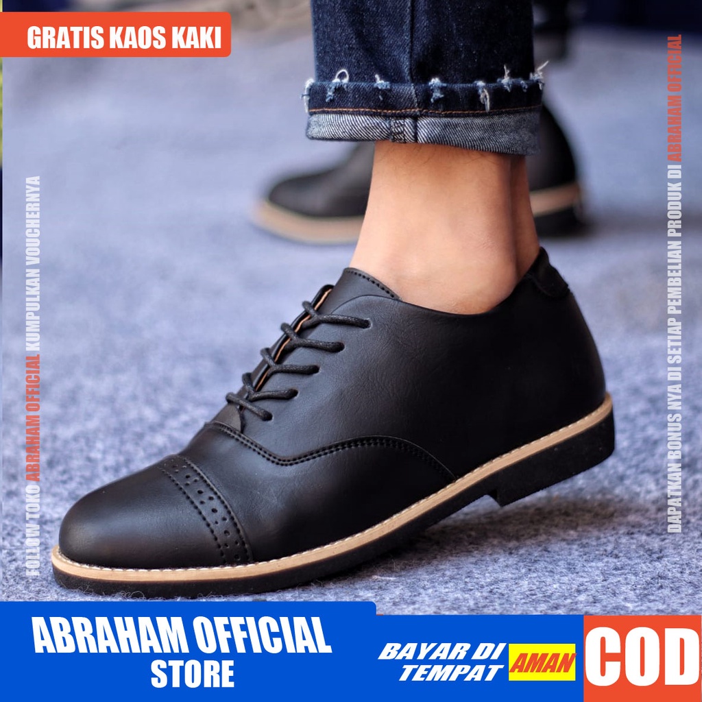 ROHAN Sepatu Formal Pria Sepatu Casual Pria Kulit Pu Sepatu Pria Casual Sepatu Kasual Cowok / Cowo Oxford Kerja Kantor Kuliah Kondangan Gaya Keren Kekinian Original Murah Terlaris