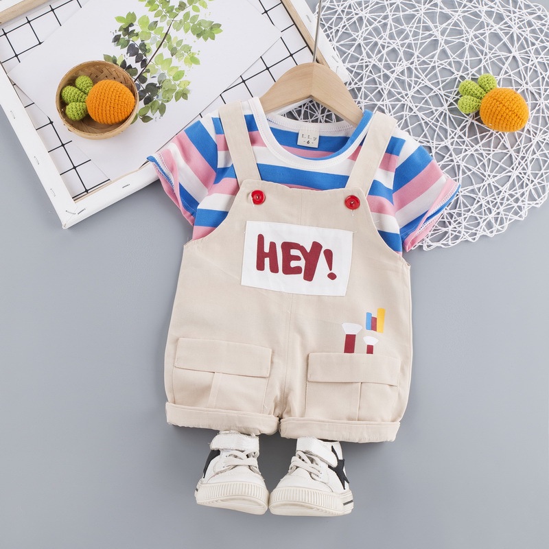 babyfit PROMO HEY BABE overall anak katun oblong setelan anak cowok cewek import