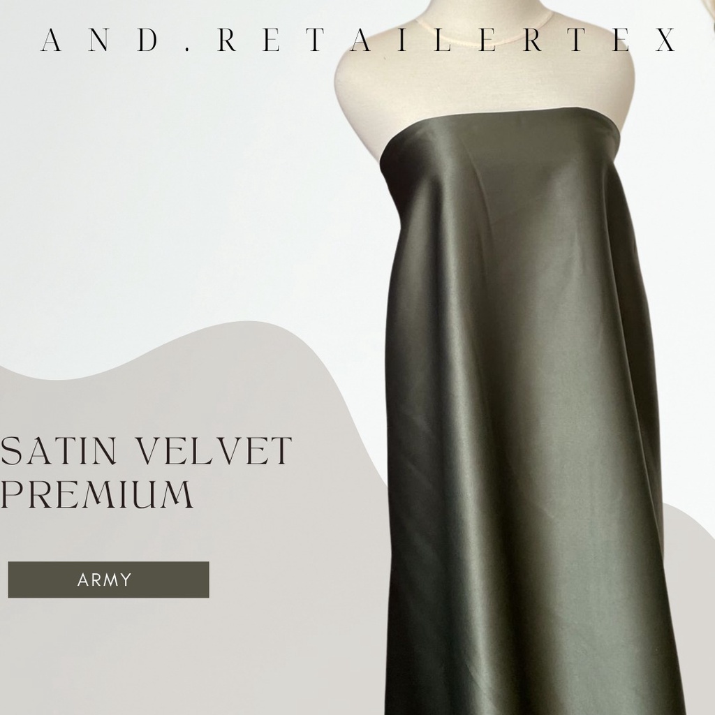 Kain Satin Velvet Premium Warna Hijau Army Bahan Seragaman Bahan Furing Bisa untuk Background Backdrop Foto Produk