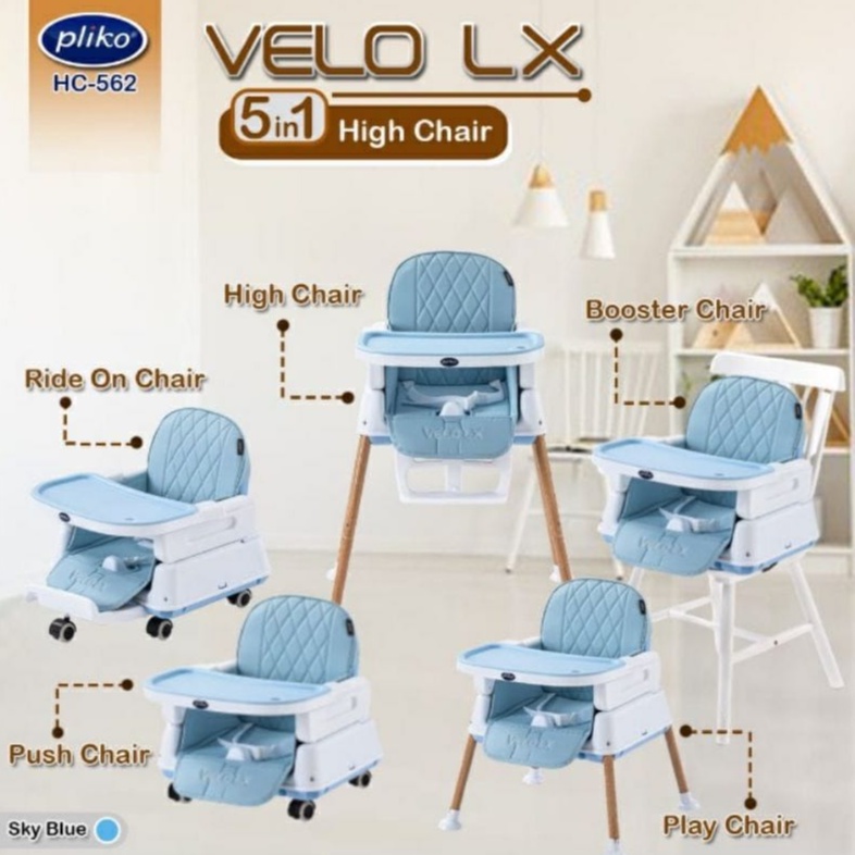 Pliko Baby Booster &amp; High Chair Velo LX  - HC-562 / Kursi Makan Bayi